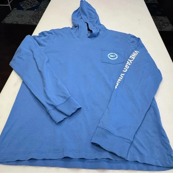 VINEYARD VINES Kids Blue Whale Hoodie Long-Sleeve, Front Pocket Unisex Sz Large - Picture 8 of 9